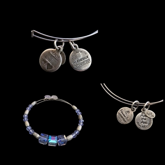 Alix And Ani Crystal Wrap & Bangle Gold & Silver Tone Bracelets Set Of 4 - Picture 7 of 9